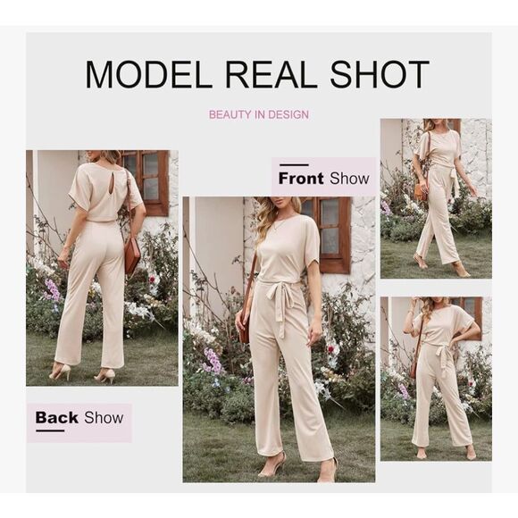 NWOT Dokotoo Jumpsuits for Women Casual Loose Batwing Sleeve Dressy Crewneck Rom - Picture 4 of 7